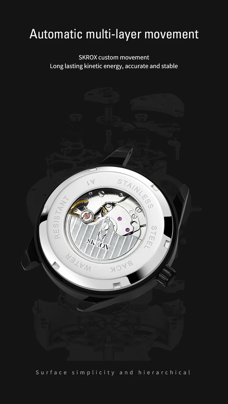 Reloj SKROX Automático Mecánico - Zafiro Acero Inoxidable Military Resistente al Agua