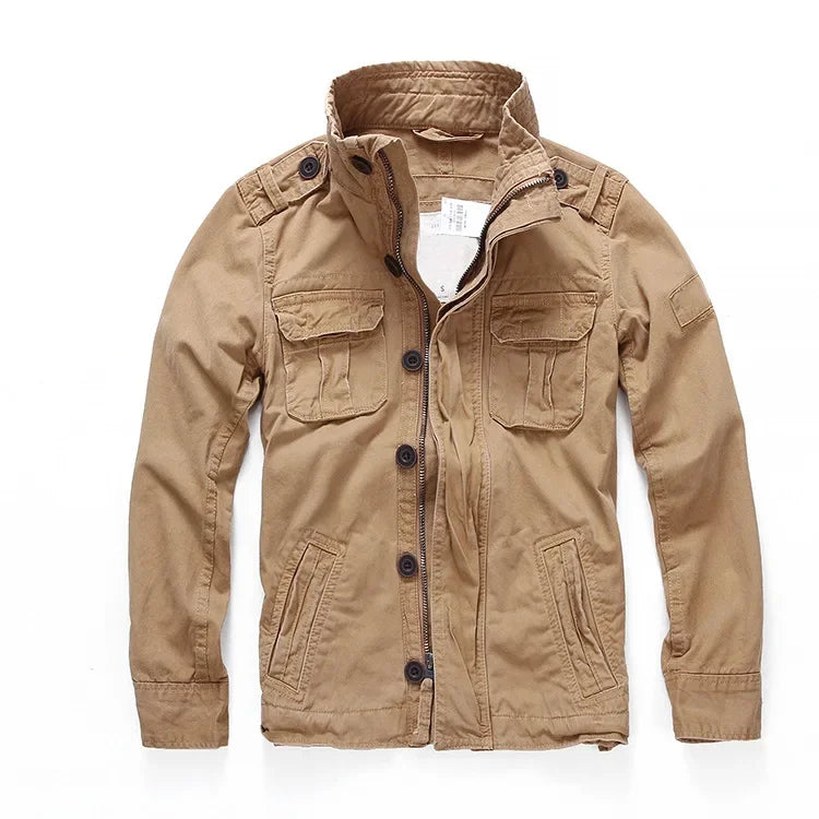 Chaqueta Hombre Denim Cargo Capucha - Multi-Bolsillos Outdoor Senderismo
