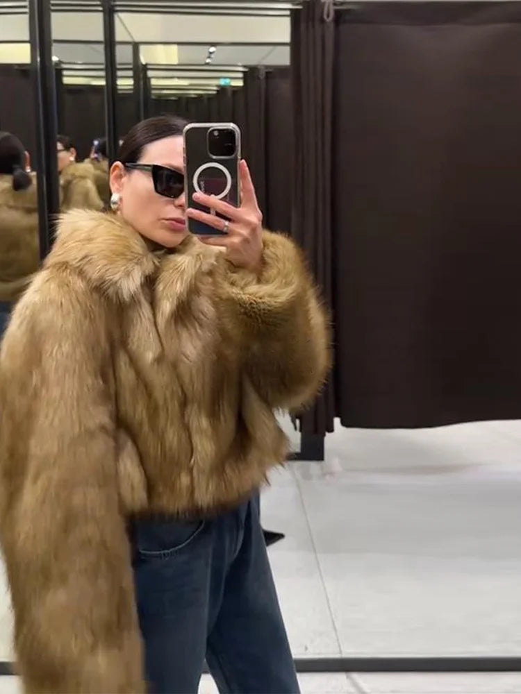 Chaqueta Piel Mujer Elegante - Chaqueta Cuello Alto Holgada 2025