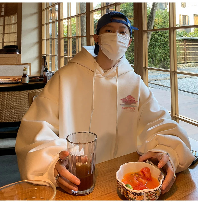 Sudadera Hombre Oversized Blanca 5XL - Hoodie Plain Casual