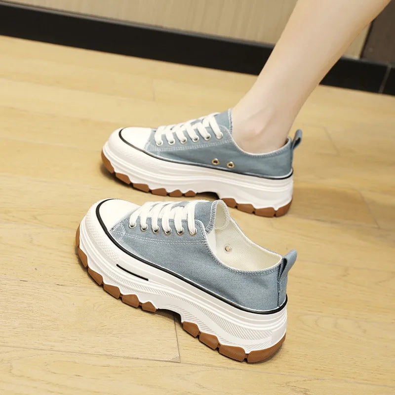 Zapatos Canvas Designer Mujer Verano - Sneakers Plataforma Alta Fashion