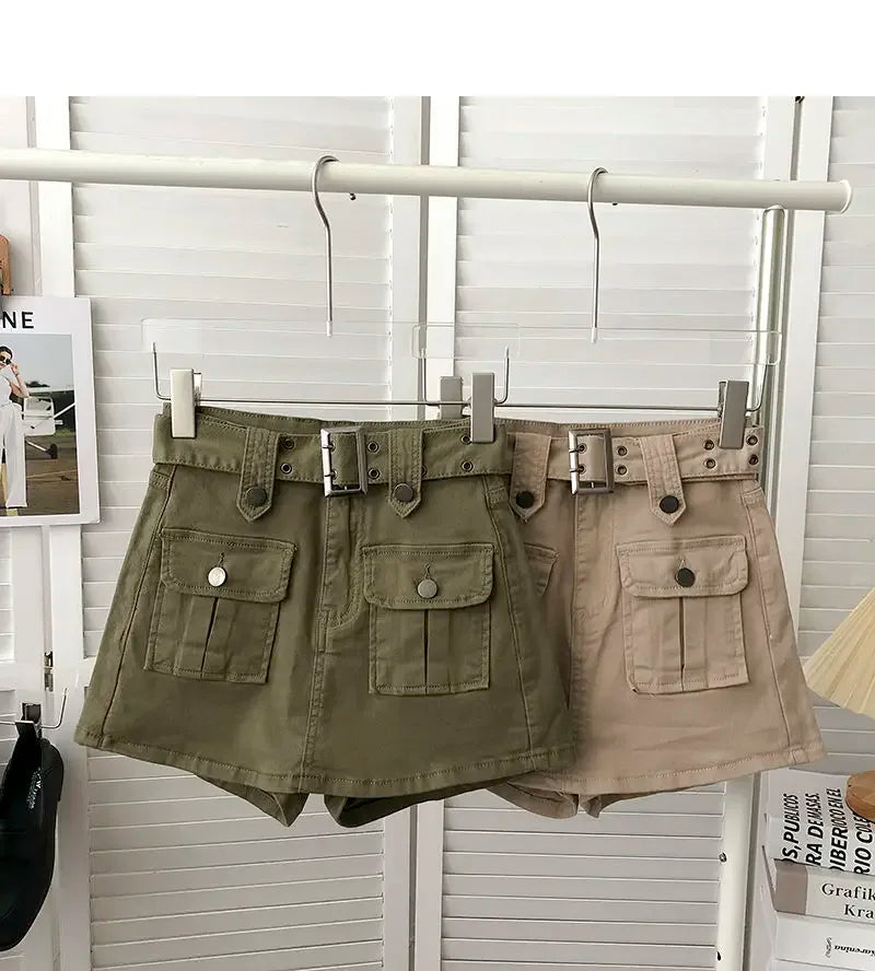 Falda Denim Mini Mujer Cargo - Falda Vaquera Bolsillos Cintura Alta 2025