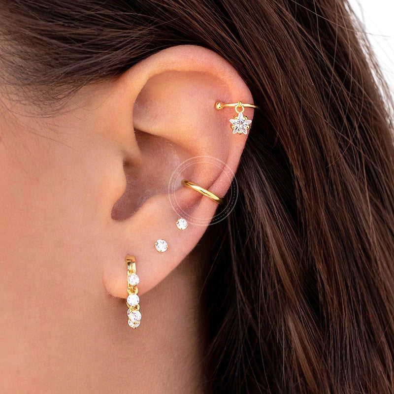 Pendientes Clip Dorado Minimalistas - Sin Perforación Cartílago Mujer