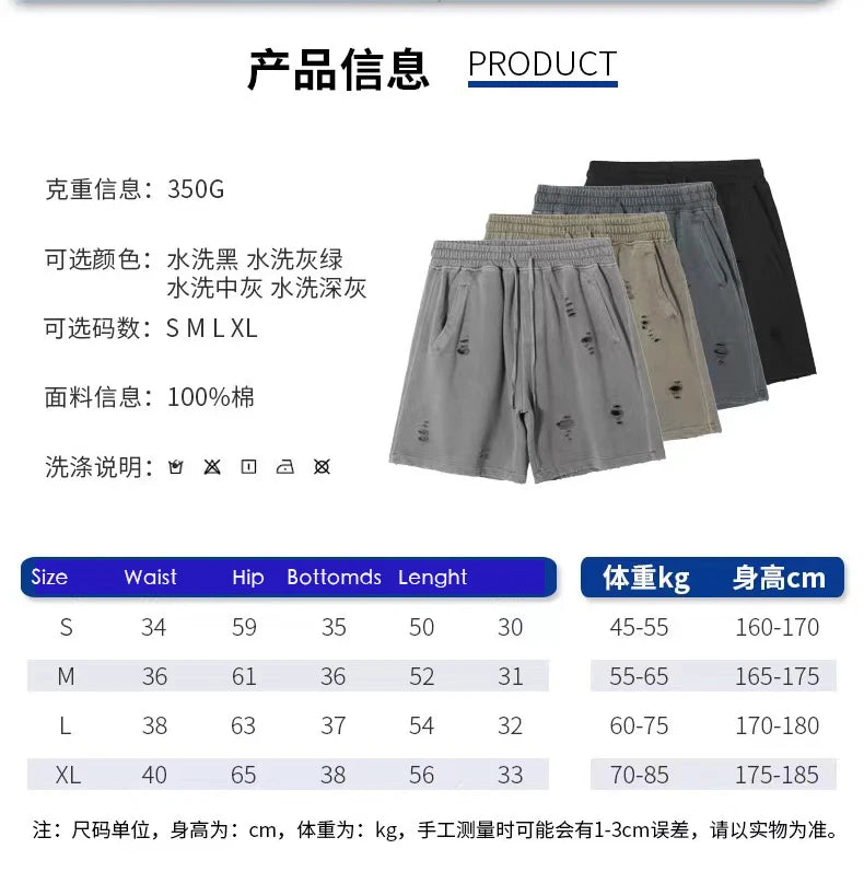 Shorts Vintage Hombre Corte Desgastado - Estilo Retro Casual Verano