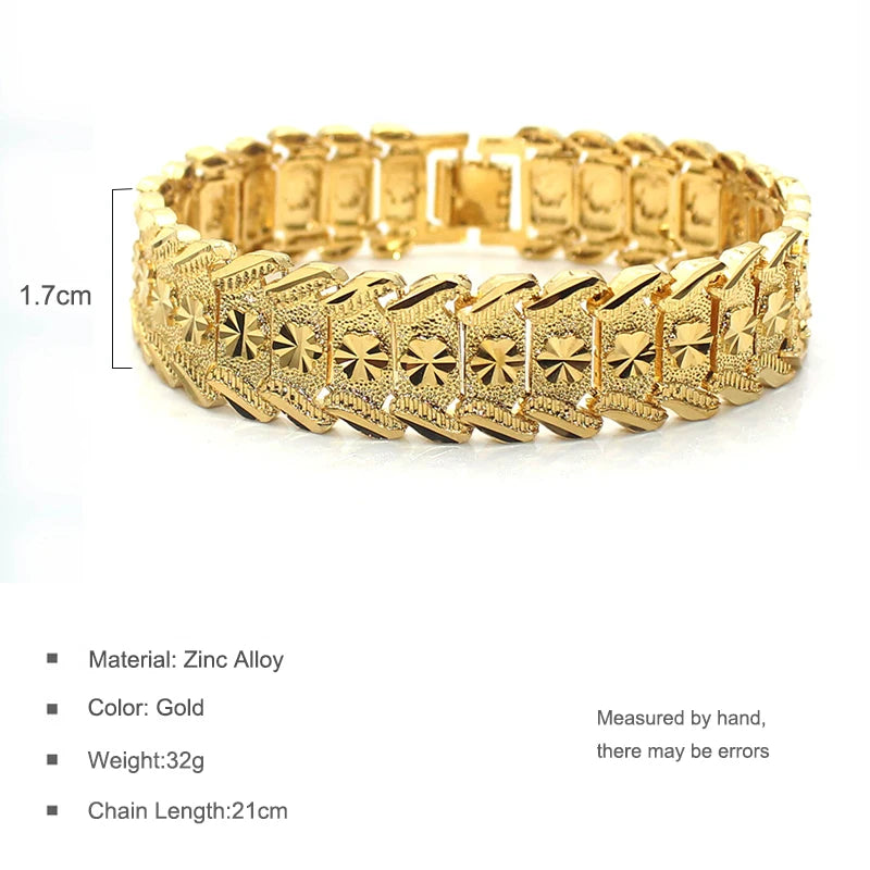 Pulsera Hombre Dubai Oro - Cadena Cubana Flores Regalo Padre