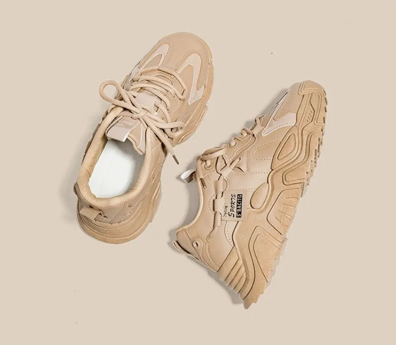 Sneakers Chunky Piel Mujer 2025 - Zapatillas Luxury Running Vulcanizadas