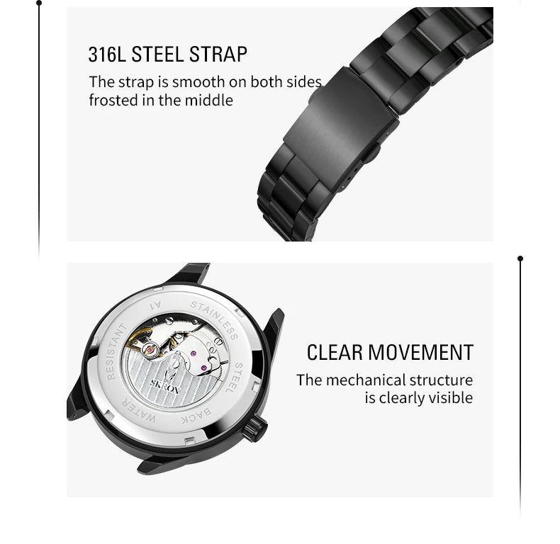 Reloj SKROX Automático Mecánico - Zafiro Acero Inoxidable Military Resistente al Agua