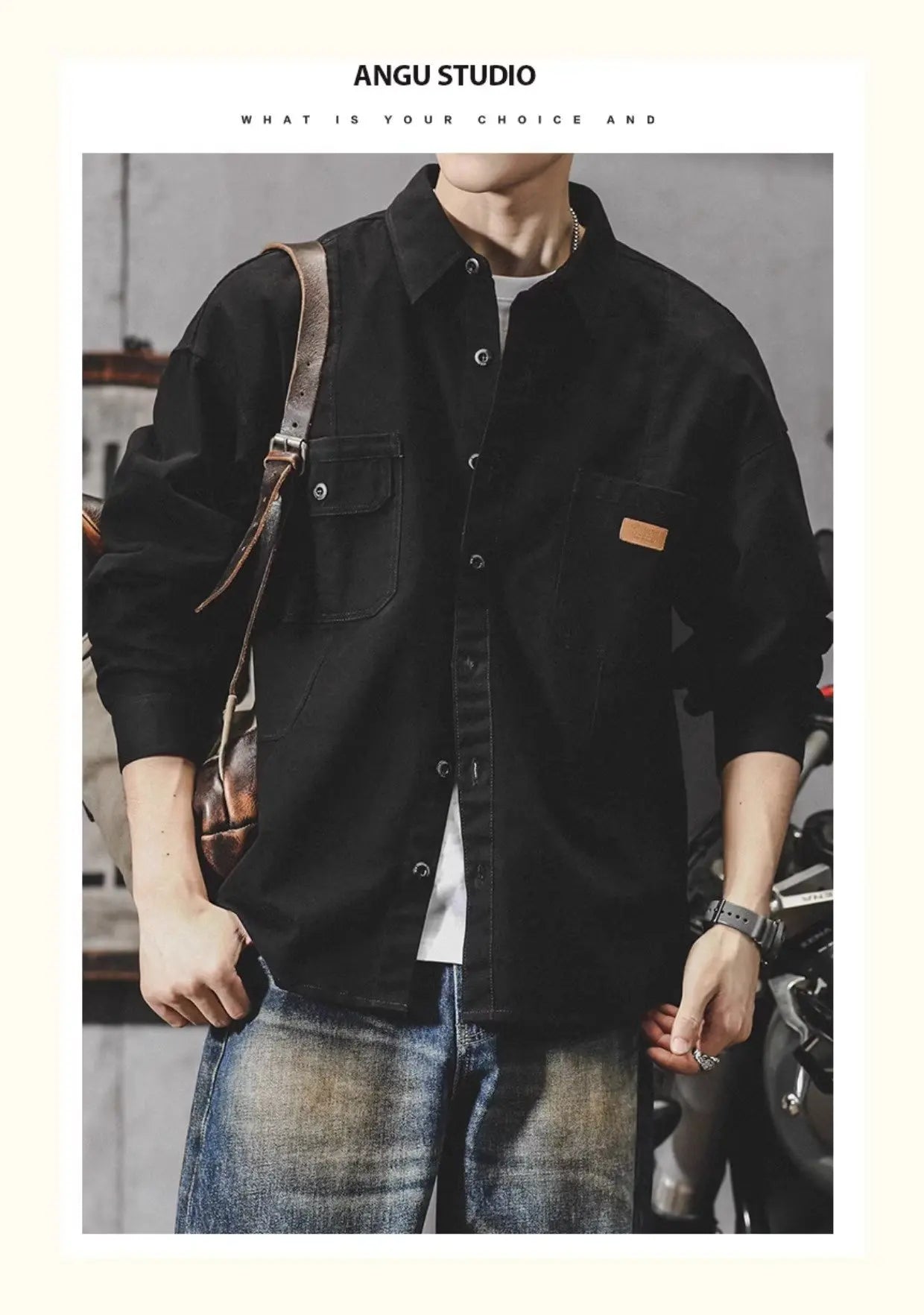 Camisa Hombre Trabajo Workwear - Manga Larga Casual Resistente Oficina Outdoor Primavera Otoño Tendencia Japonesa