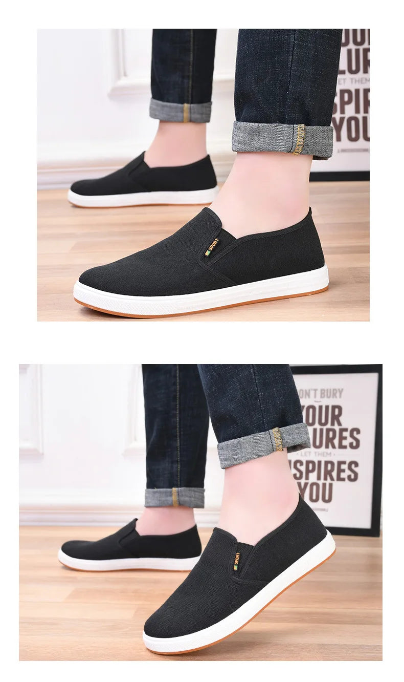 Sneakers Canvas Hombre Slip-On - Zapatillas Casual Vulcanizadas Ligeras Sin Cordones