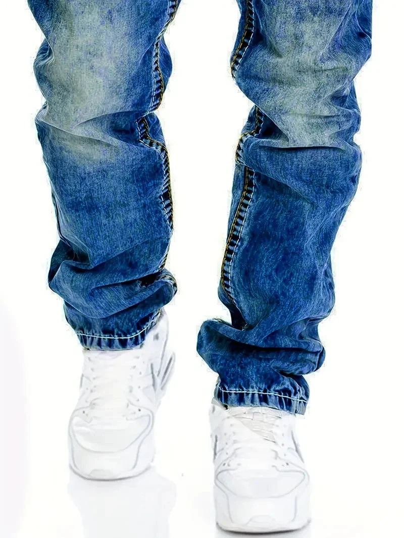 Vaqueros Hombre Europeos Americanos Otoño - Jeans Slim Elásticos Lavado Vintage Streetwear