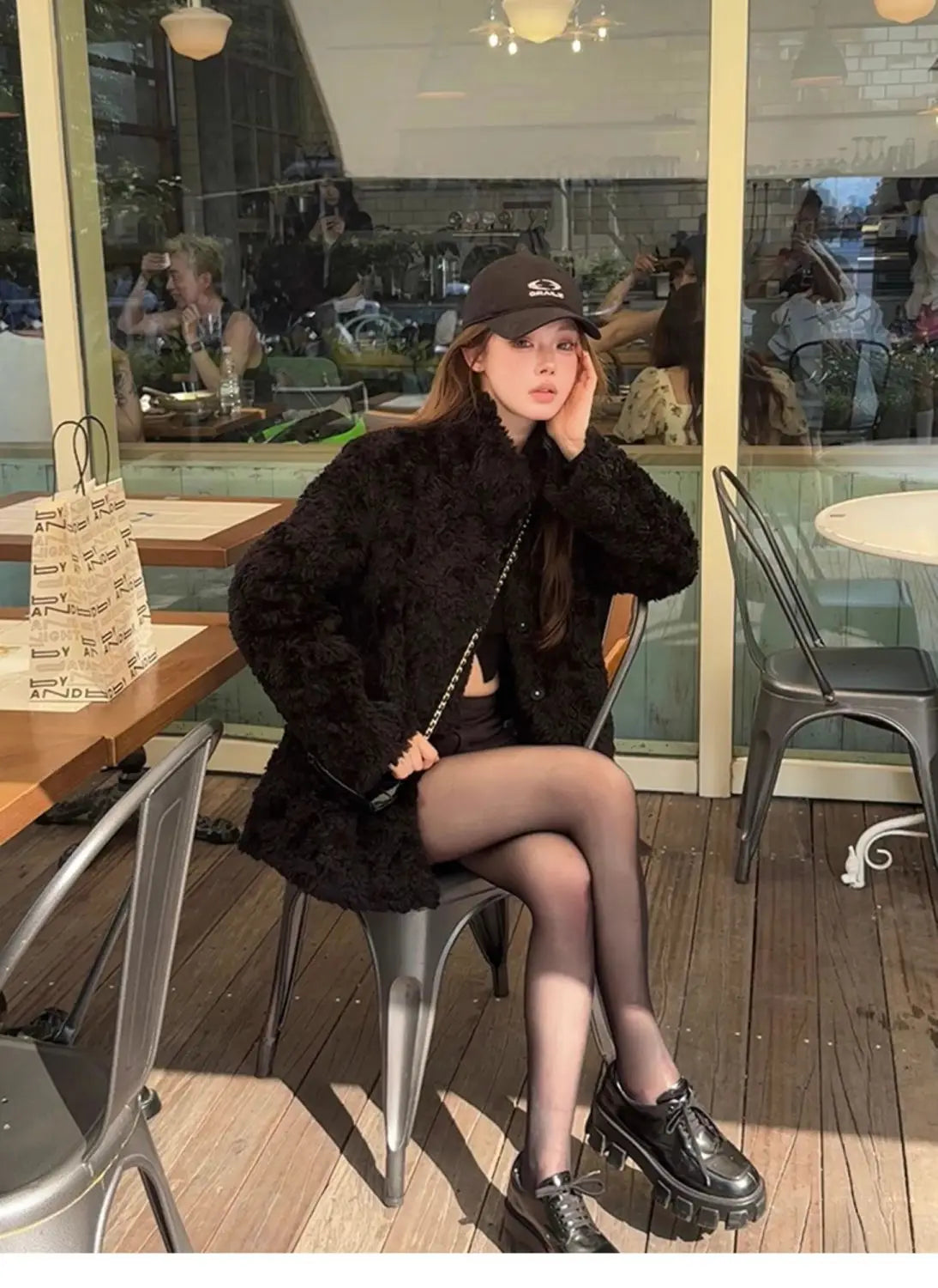 Chaqueta Piel Cordero Mujer Eco - Chaqueta Cuello Alto Coreana Invierno 2025