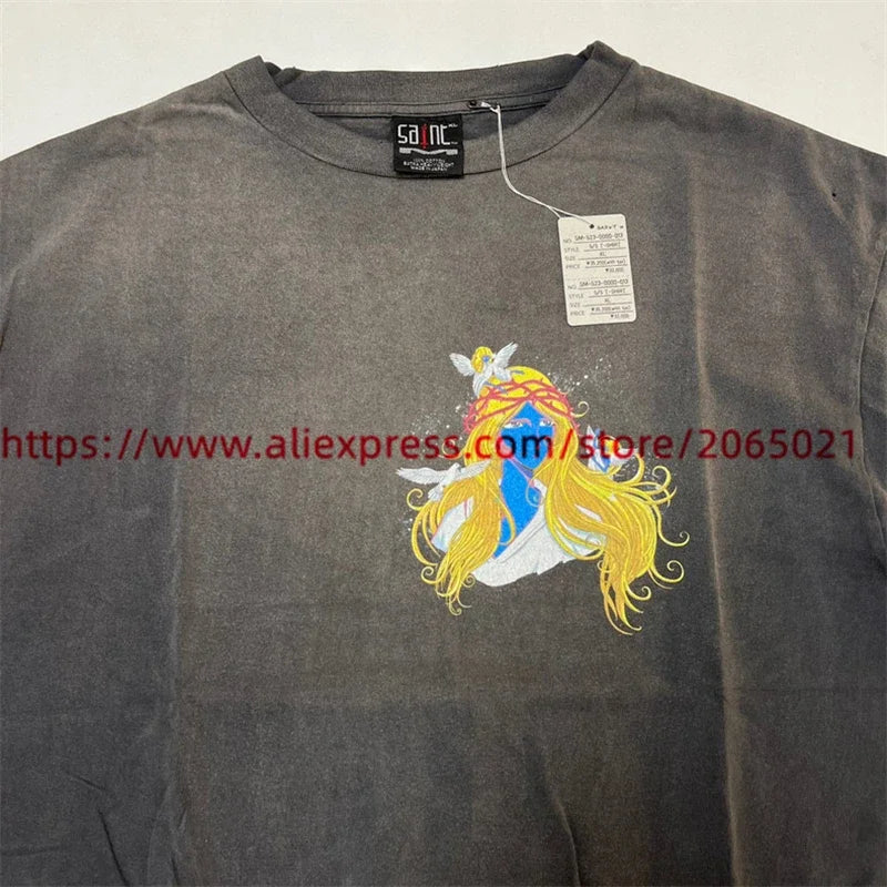 Camiseta Graffiti Saint Retro - Hombre Mujer Vintage Washed