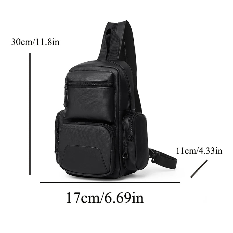 Mochila Multifuncional Hombre Multi-Bolsillos - Ligera Pecho Diagonal Crossbody Color Sólido