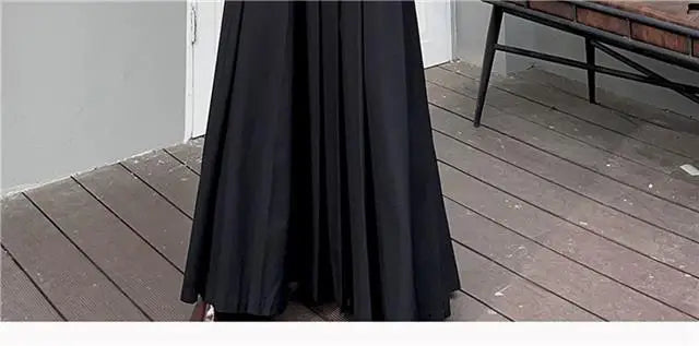 Falda Primavera Mujer Plisada Larga - Falda Color Sólido Elegante Coreana