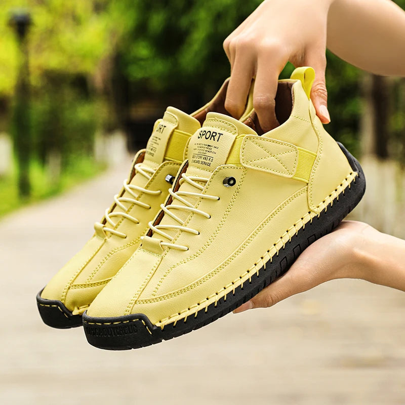 Sneakers Piel Mujer Artesanales - Zapatillas Mid-Top Slip-On Loafers Casual