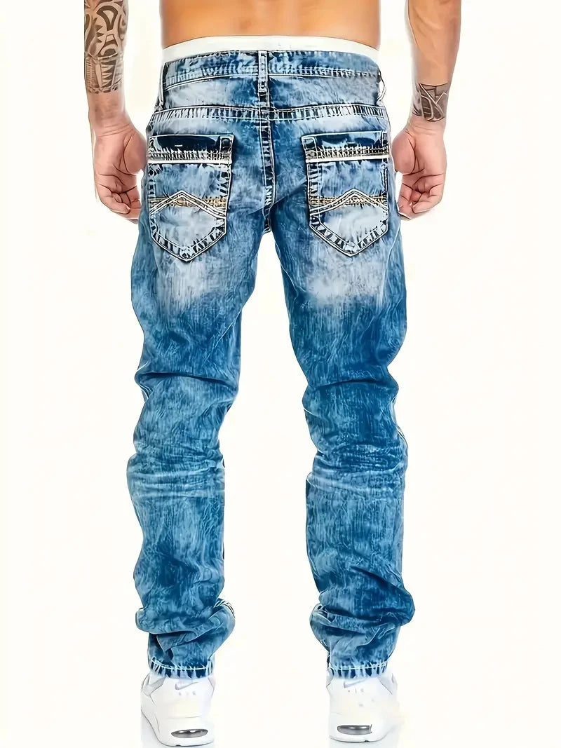 Vaqueros Hombre Europeos Americanos Otoño - Jeans Slim Elásticos Lavado Vintage Streetwear