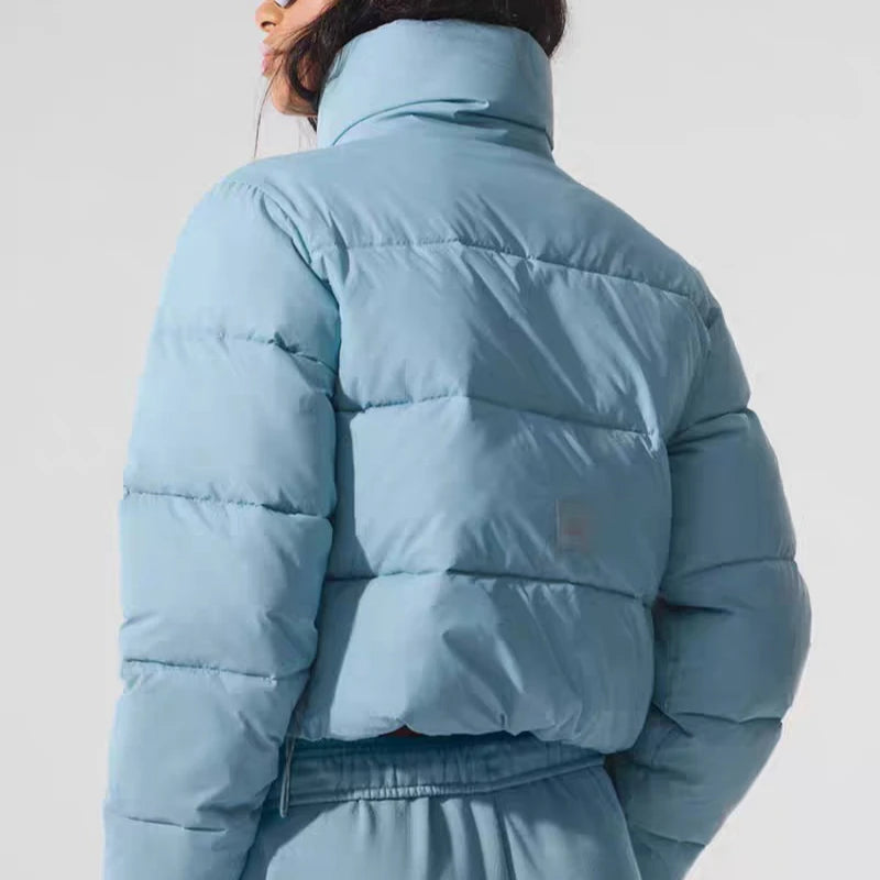 Parka Mujer Deporte Puff - Parka Algodón Acolchado Cuello Alto Corta Invierno
