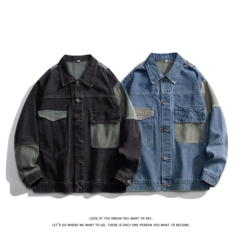 Chaqueta Denim Hombre Oversize - Jacket Jeans Hip Hop Japonés