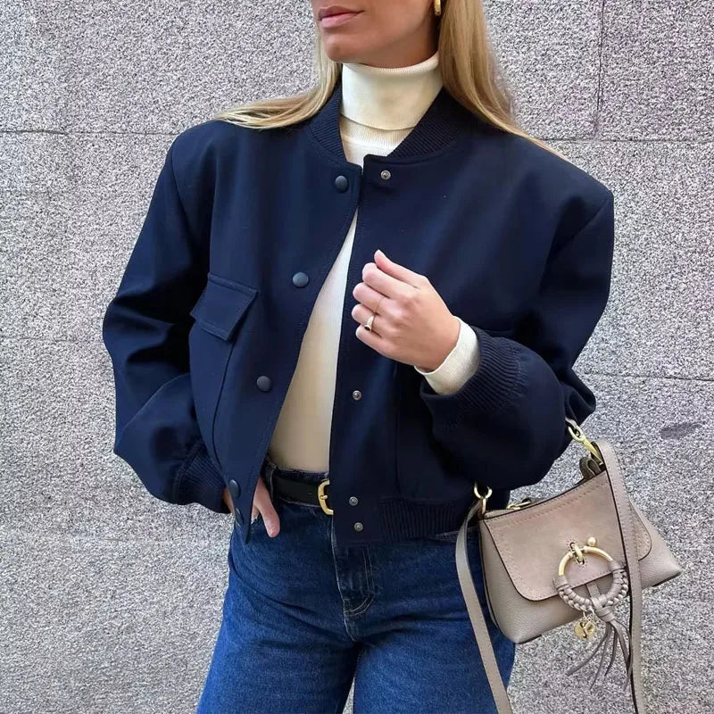 Chaqueta Bomber Mujer Otoño - Jacket Corta Aviador Manga Larga 2025