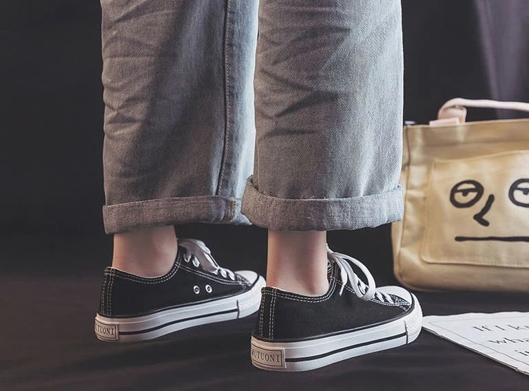 Zapatos Canvas Mujer Blancos - Zapatillas Planas Cordones Primavera 2025