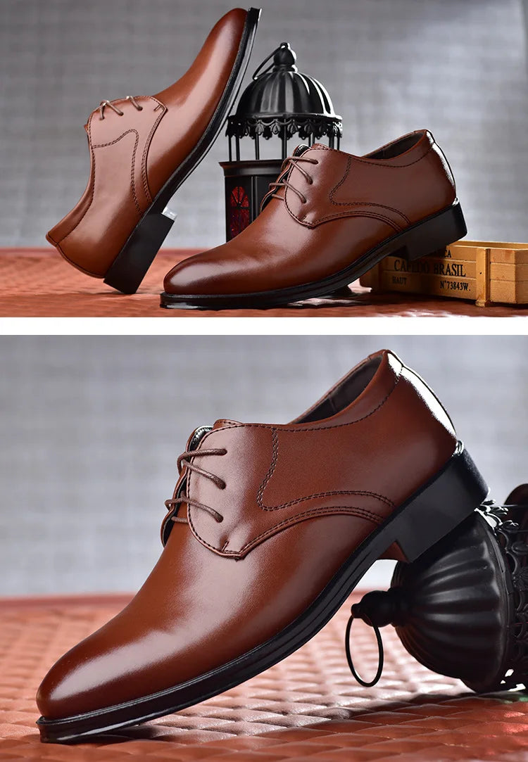 Zapatos Vestir Hombre Negros Cuero - Formales Boda Oficina Punta Puntiaguda Invierno 2024