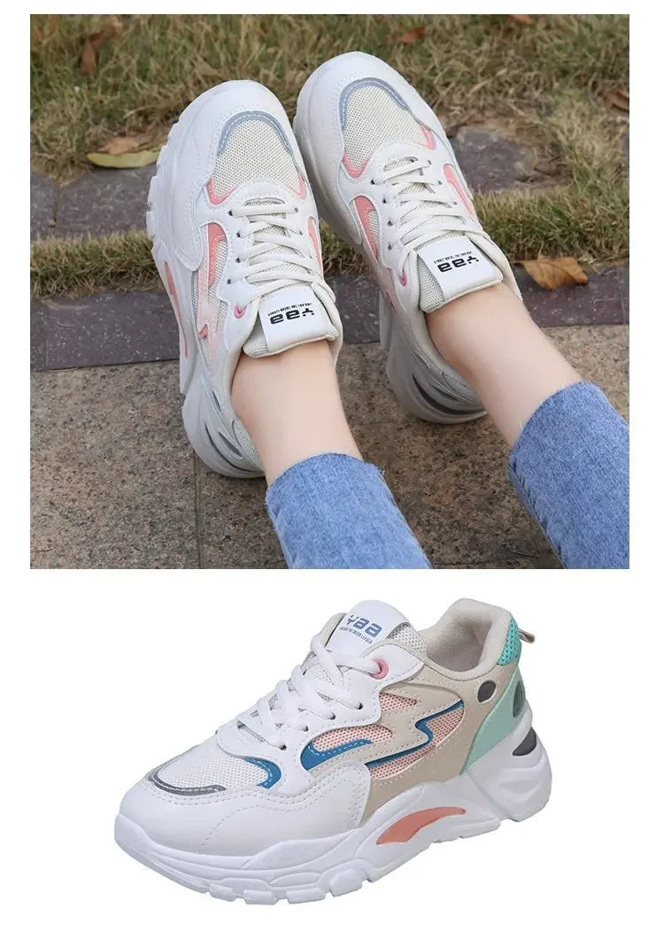 Sneakers Chunky Mujer Aumenta Altura - Zapatillas Plataforma Mesh Transpirables