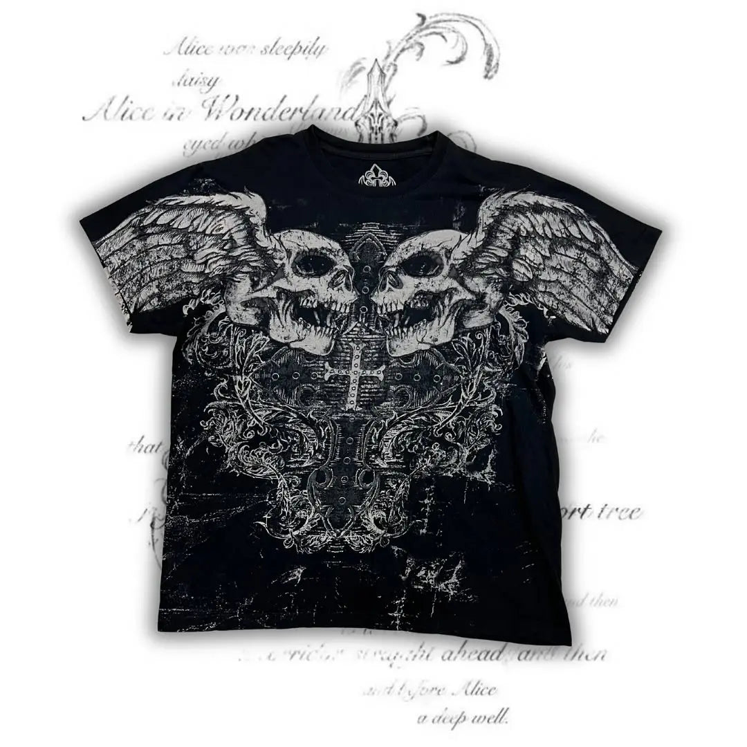 Camiseta Hombre Graffiti Gothic - Vintage Oversized Streetwear