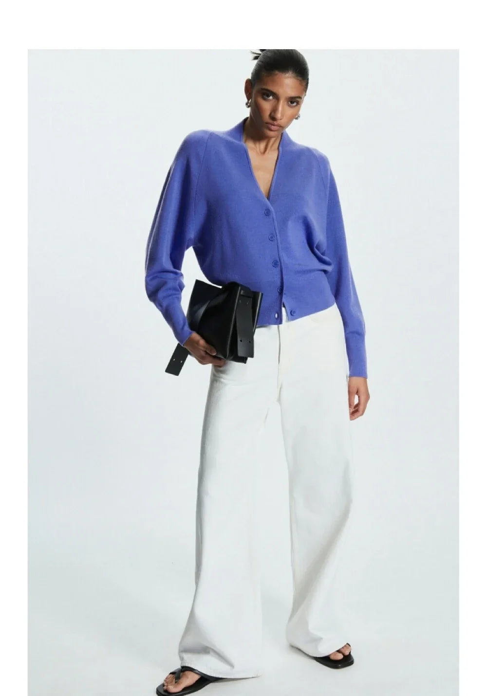 Cárdigan Mujer Lana Cuello V Primavera 2025 - Mezcla Lana Casual