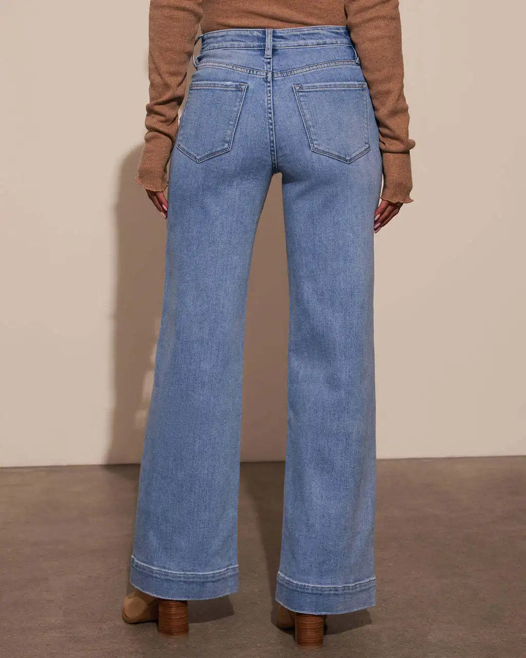 Jeans Mujer Cintura Alta Pierna Ancha - Pantalón Retro Primavera 2025