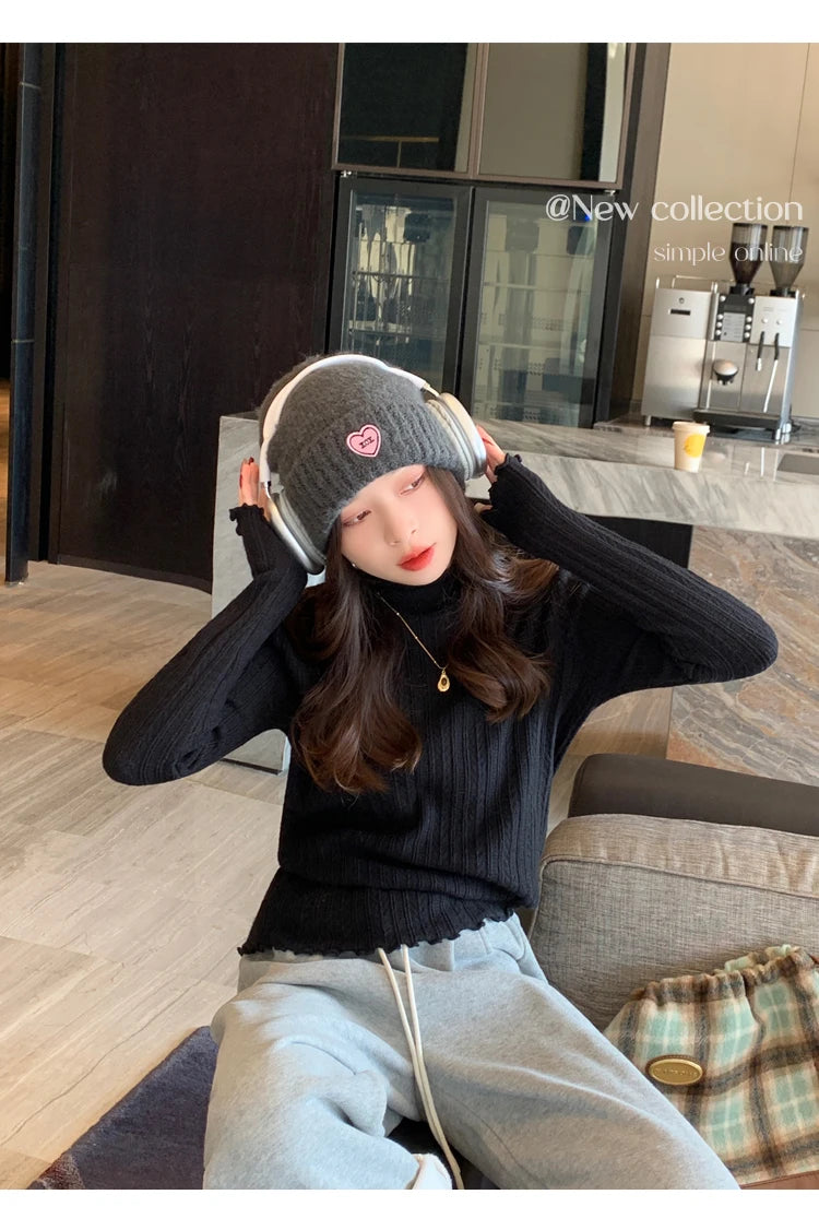 Suéter Cuello Alto Mujer Fruncido 2025 - Jersey Invierno Cálido Slim Otoño