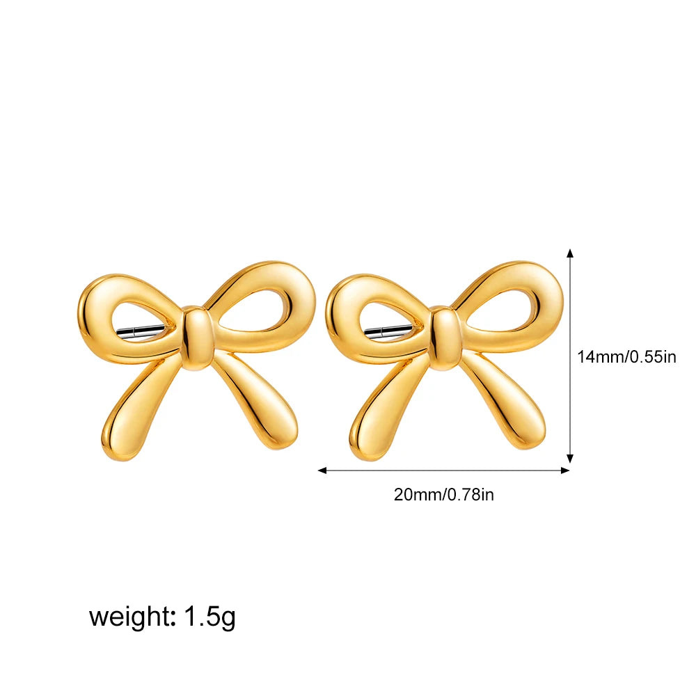 Pendientes Lazo Minimalistas - Chapado Oro Grande Mediano Pequeño Mujer