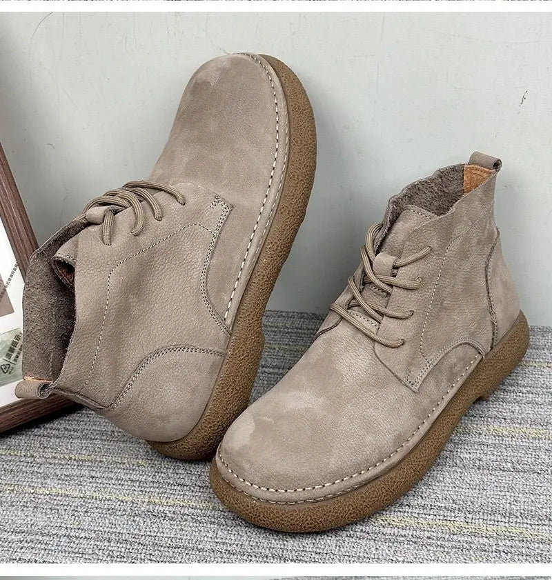 Botas Hombre Fashion High-Top - Casual Cómodas Clásicas Estilo Británico Cuero Outdoor