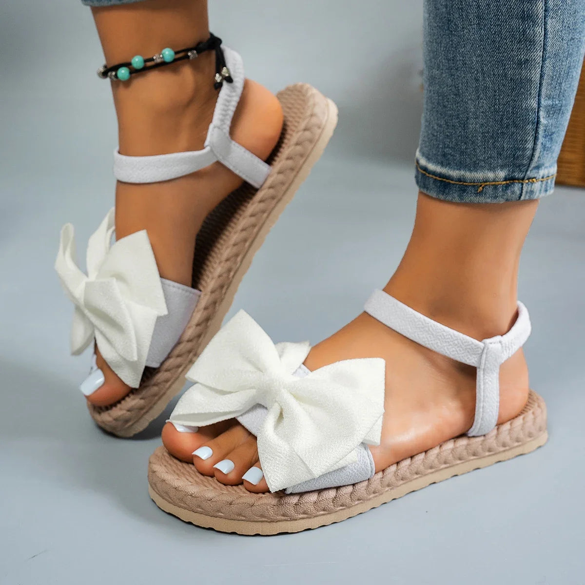 Sandalias Playa Mujer Ligeras Verano 2024 - Chanclas Planas Lazo Fashion