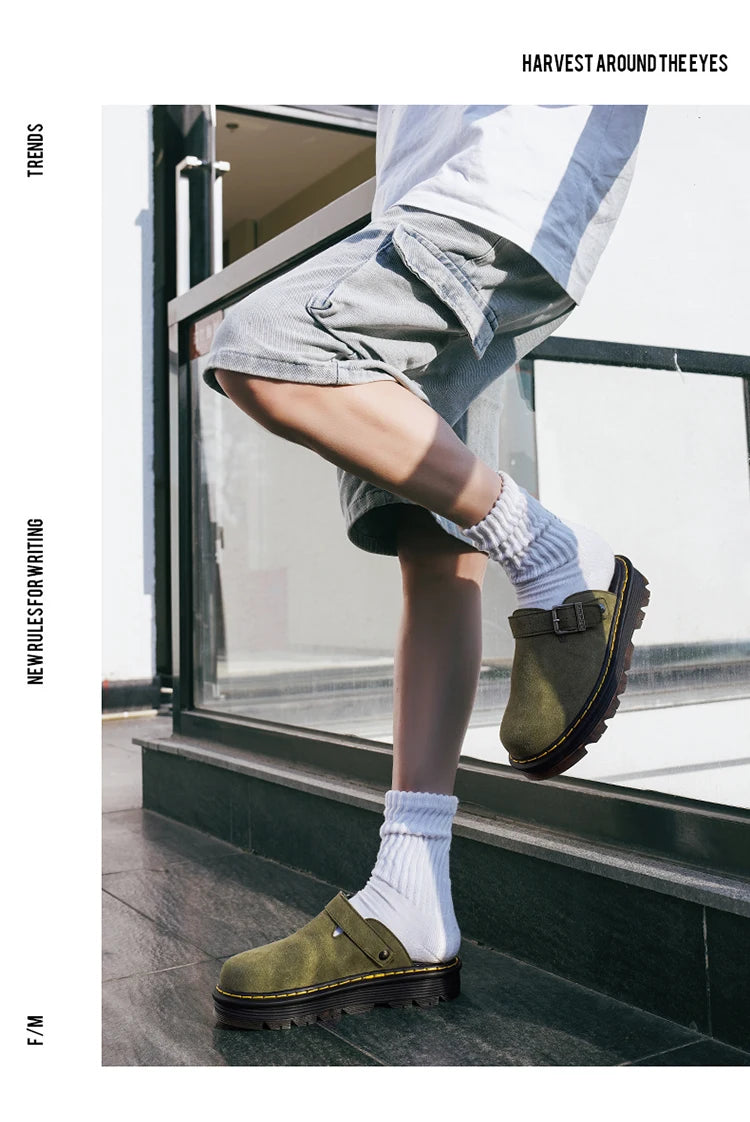 Sandalias Hombre Cuero Fashion - Casual Verano Playa Antideslizantes Zuecos Clásicos