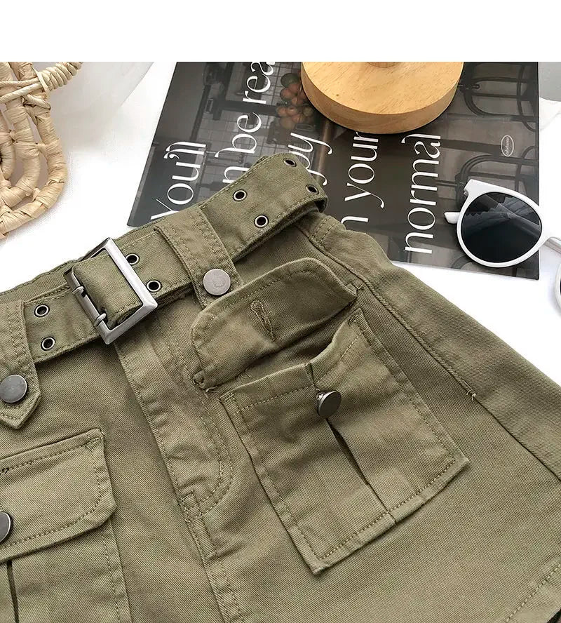 Falda Denim Mini Mujer Cargo - Falda Vaquera Bolsillos Cintura Alta 2025