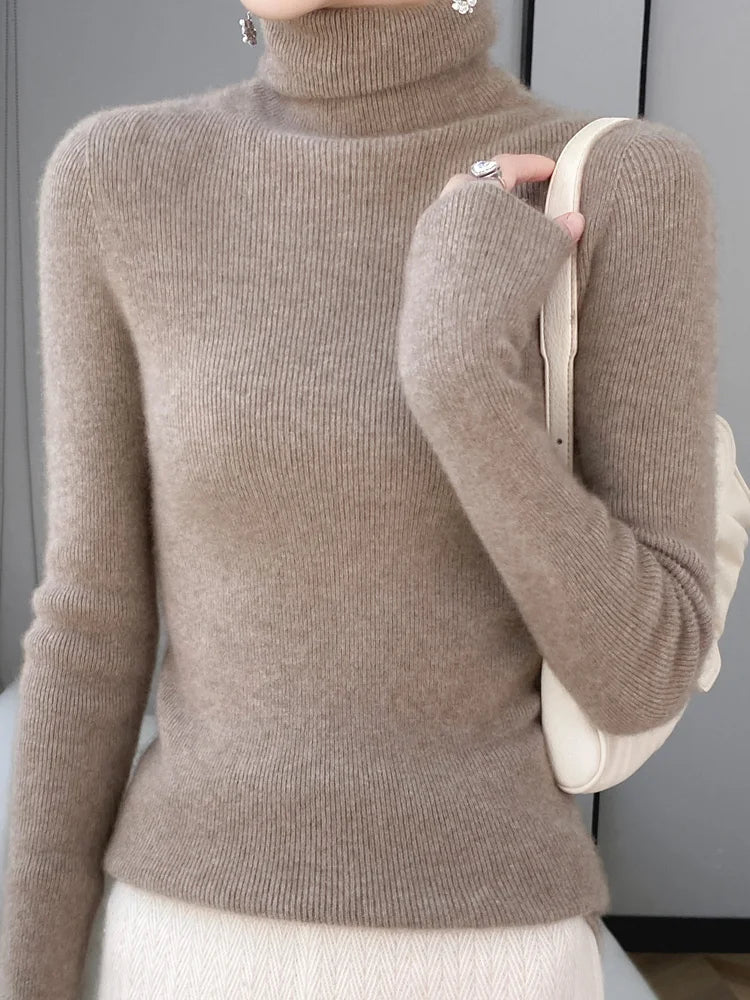 Suéter Mujer Lana Merino 100% Slim - Jersey Coreano Otoño Invierno