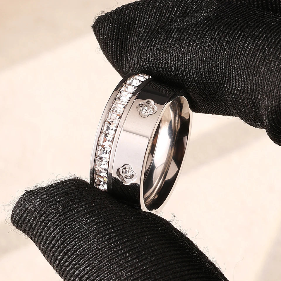 Set Anillos Multicapa Acero Inoxidable - Circonita Apilables Mujer