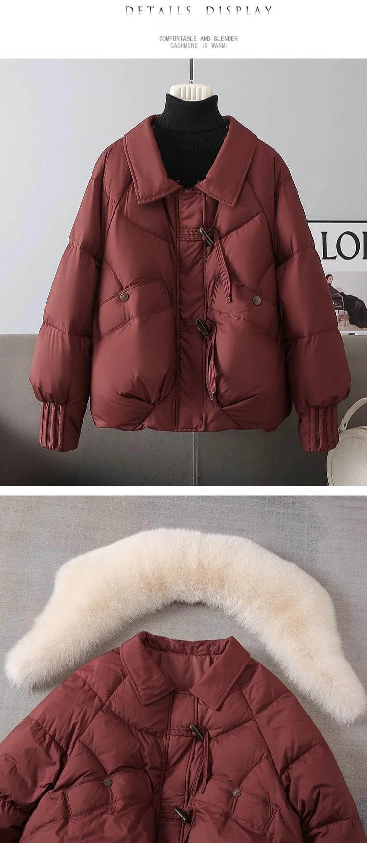 Parka Mujer Invierno Cálida - Parka Cuello Piel Pan 2025