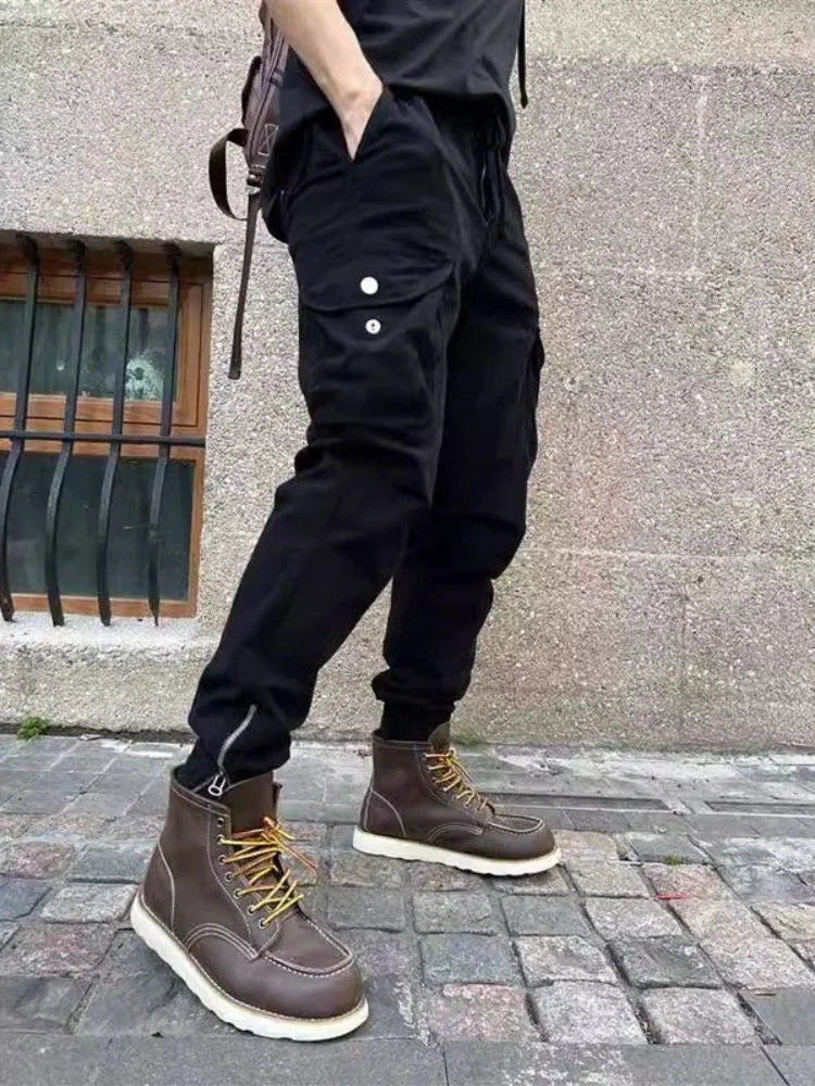 Pantalones Cargo Hombre Trekking - Motocicleta Gris Hiking Outdoor Coreano