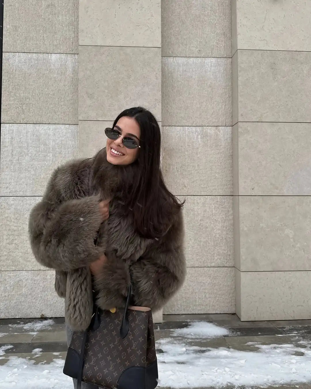 Chaqueta Piel Mujer Color Sólido - Chaqueta Cuello Alto Botón 2025