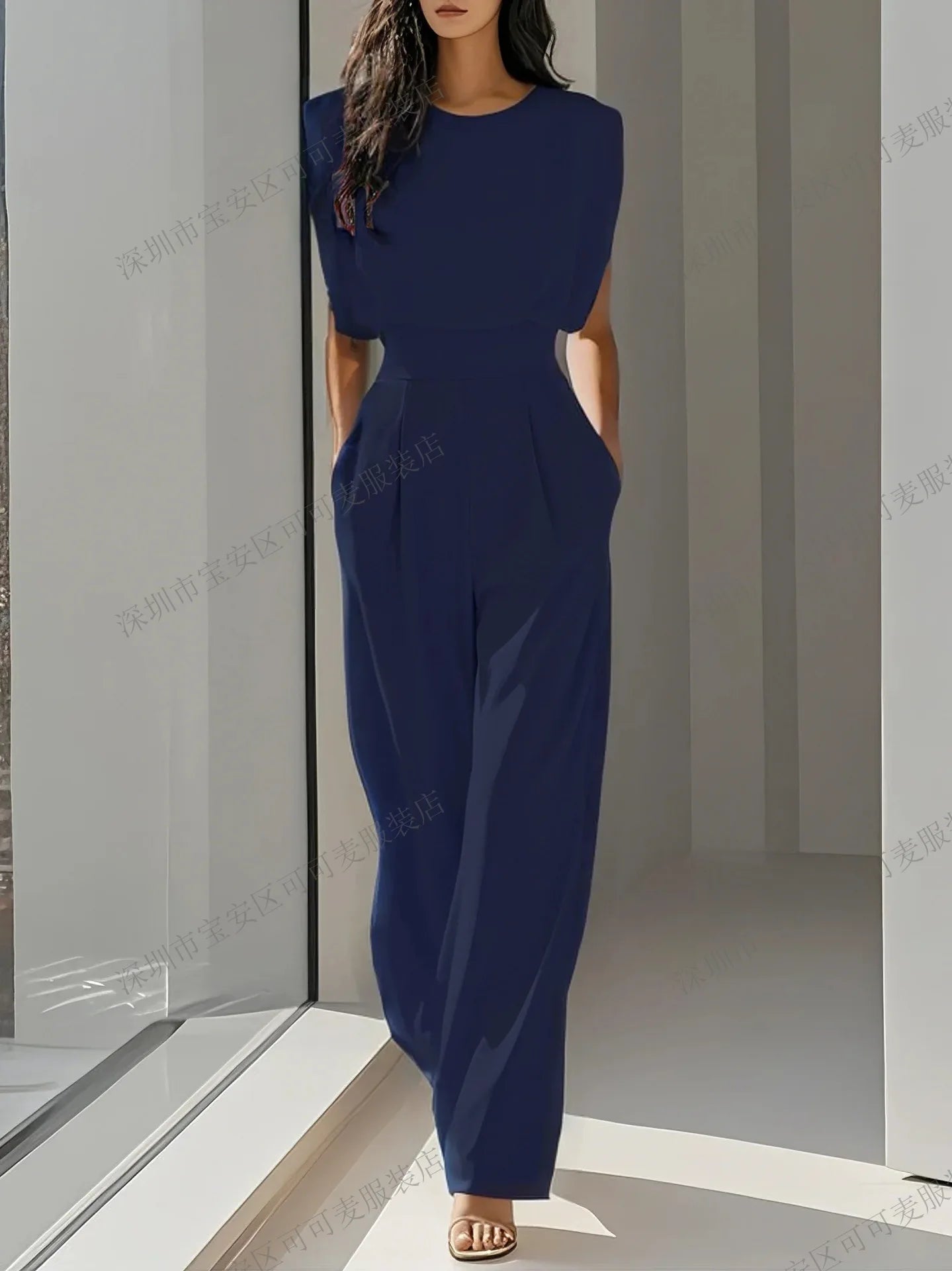 Mono Mujer Elegante Oficina Verano - Jumpsuit Cintura Alta Bolsillos