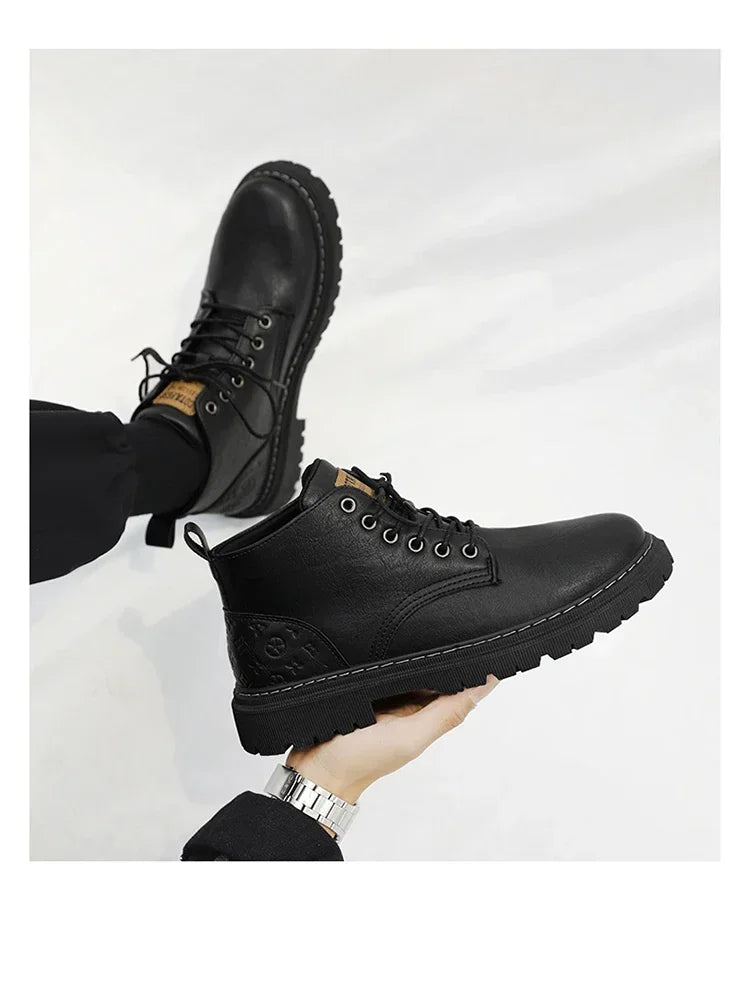 Botas Hombre 2024 Cuero Altas - Casual Fashion Retro All-Match Trabajo Desert