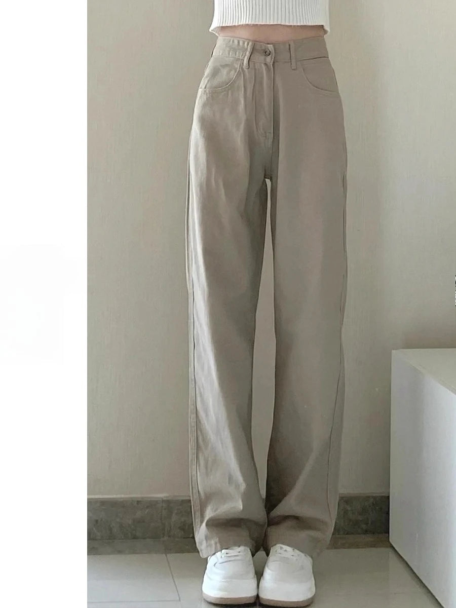 Jeans Blancos Mujer Pierna Ancha - Pantalón Mom Y2K Otoño