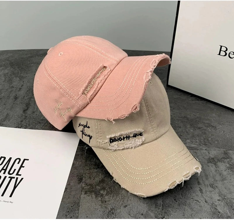 Gorra Baseball Vintage Bordado Letras - Cap Ajustable Primavera Verano Unisex