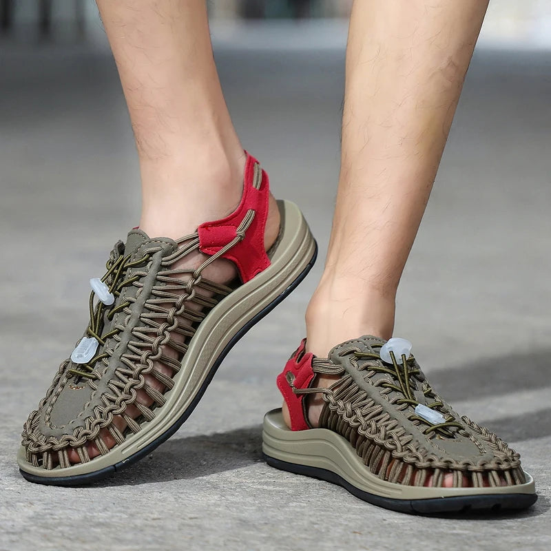 Sandalias Hombre Verano Tejidas - Outdoor Transpirables Slip-On Tallas Grandes