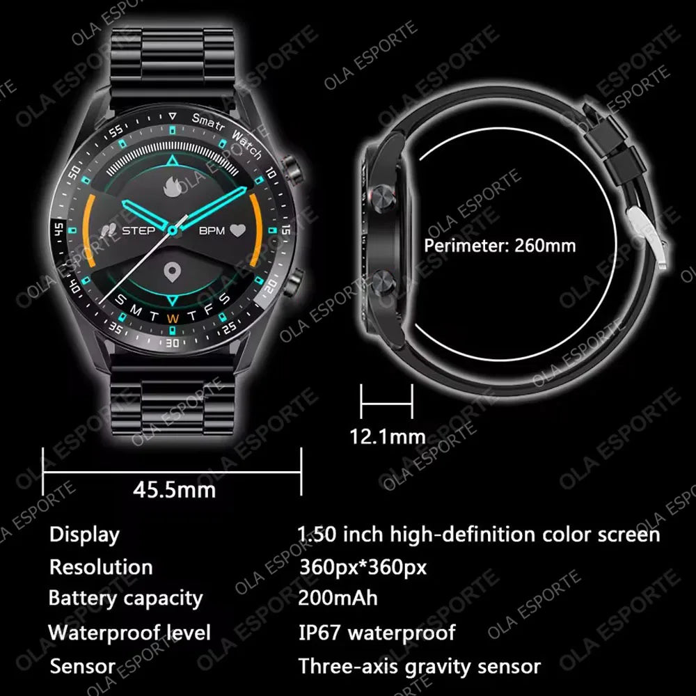 Smartwatch 2025 AMOLED Hombre Mujer - Pantalla Táctil Completa Bluetooth Llamadas 5ATM Deportivo