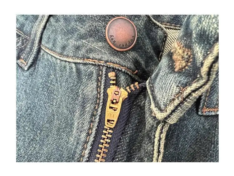 Vaqueros Workwear Hombre Bordados - Jeans Sueltos Rectos Retro Lavado Vintage Casuales