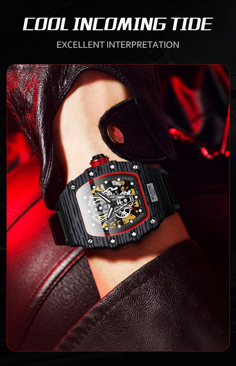 Reloj Mecánico Automático Barrel Type - Resistente al Agua Luminoso Business