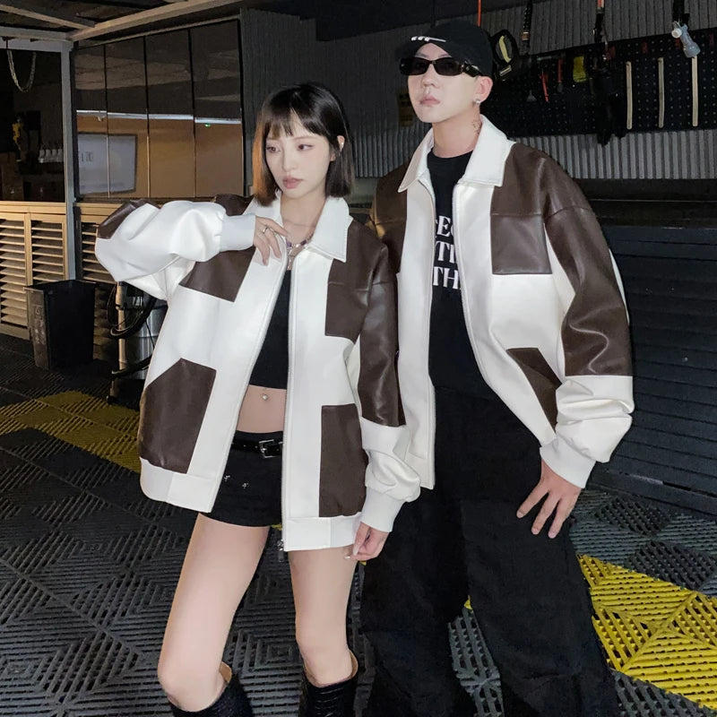 Chaqueta Cuero Hombre Motocicleta - Bomber Biker Otoño Invierno