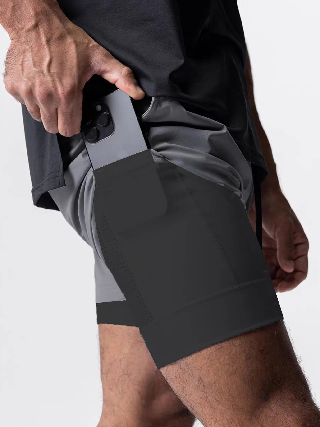 Shorts Deportivos Hombre Doble Capa - Pantalones Baloncesto Secado Rápido